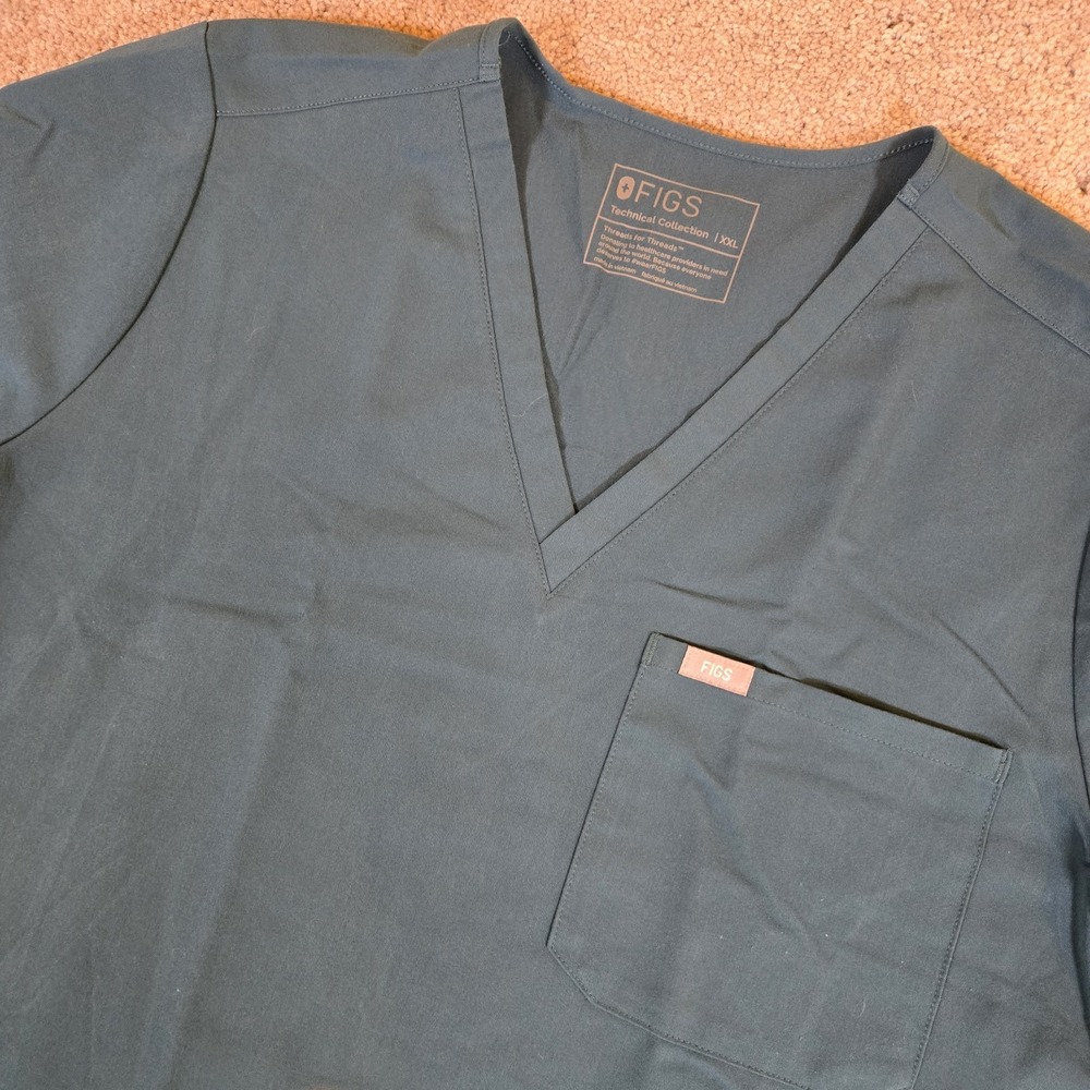Figs Technical Collection Scrub Top Chest‎ Pocket Gray Size 2XL